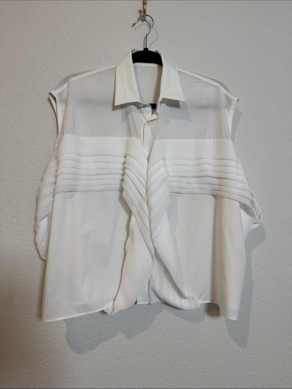 Gurtwein White Cotton Ruffled Button Down Made in Japan